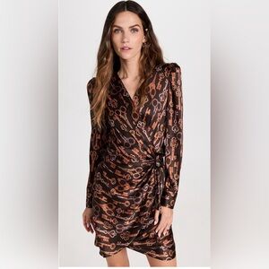 L'AGENCE Black and Brown Key Pattern Blouse